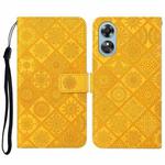 For OPPO A17 Ethnic Style Embossed Pattern Leather Phone Case(Yellow)