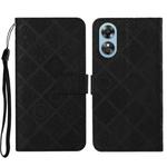 For OPPO A17 Ethnic Style Embossed Pattern Leather Phone Case(Black)