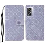 For OPPO A57 2022 Ethnic Style Embossed Pattern Leather Phone Case(Purple)