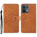 For OPPO Reno8 Ethnic Style Embossed Pattern Leather Phone Case(Brown)