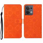 For OPPO Reno8 Ethnic Style Embossed Pattern Leather Phone Case(Orange)