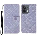 For OPPO Reno8 Ethnic Style Embossed Pattern Leather Phone Case(Purple)