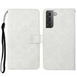 For Samsung Galaxy S23 5G Ethnic Style Embossed Pattern Leather Phone Case(White)