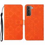 For Samsung Galaxy S23+ 5G Ethnic Style Embossed Pattern Leather Phone Case(Orange)