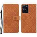 For vivo Y16 Ethnic Style Embossed Pattern Leather Phone Case(Brown)