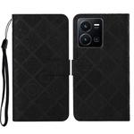 For vivo Y22s Ethnic Style Embossed Pattern Leather Phone Case(Black)