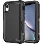 For iPhone XR 3 in 1 PC + TPU Shockproof Phone Case(Black)