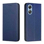 For OPPO A17 Carbon Fiber Texture Magnetic Flip Leather Phone Case(Blue)