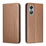 For OPPO A17 Carbon Fiber Texture Magnetic Flip Leather Phone Case(Brown)