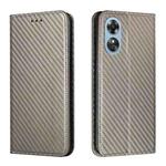 For OPPO A17 Carbon Fiber Texture Magnetic Flip Leather Phone Case(Grey)