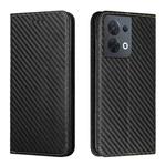 For OPPO Reno8 Carbon Fiber Texture Magnetic Flip Leather Phone Case(Black)