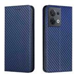 For OPPO Reno8 Carbon Fiber Texture Magnetic Flip Leather Phone Case(Blue)