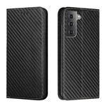 For Samsung Galaxy S23 5G Carbon Fiber Texture Magnetic Flip Leather Phone Case(Black)