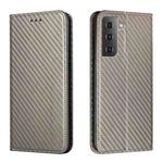 For Samsung Galaxy S23+ 5G Carbon Fiber Texture Magnetic Flip Leather Phone Case(Grey)