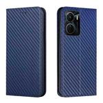 For vivo Y16 Carbon Fiber Texture Magnetic Flip Leather Phone Case(Blue)