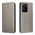For vivo Y22s Carbon Fiber Texture Magnetic Flip Leather Phone Case(Grey)