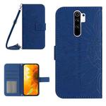 For Xiaomi Redmi 9 / POCO M2 Skin Feel Sun Flower Pattern Flip Leather Phone Case with Lanyard(Dark Blue)