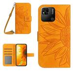 For Xiaomi Redmi 10A Skin Feel Sun Flower Pattern Flip Leather Phone Case with Lanyard(Yellow)