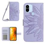 For Xiaomi Redmi A1+ Skin Feel Sun Flower Pattern Flip Leather Phone Case with Lanyard(Purple)
