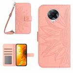 For Xiaomi Redmi K30 Pro / Poco F2 Pro Skin Feel Sun Flower Pattern Flip Leather Phone Case with Lanyard(Pink)