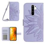 For Xiaomi Redmi Note 8 Pro Skin Feel Sun Flower Pattern Flip Leather Phone Case with Lanyard(Purple)