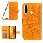 For Xiaomi Redmi Note 8T Skin Feel Sun Flower Pattern Flip Leather Phone Case with Lanyard(Yellow)