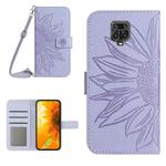For Xiaomi Redmi Note 9 Pro 4G / Note 9 Pro Max / Note 9S / Poco M2 Pro Skin Feel Sun Flower Pattern Flip Leather Phone Case with Lanyard(Purple)