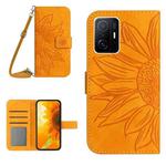 For Xiaomi 11T / 11T Pro Skin Feel Sun Flower Pattern Flip Leather Phone Case with Lanyard(Yellow)