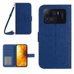 For Xiaomi Mi 11 Ultra Skin Feel Sun Flower Pattern Flip Leather Phone Case with Lanyard(Dark Blue)