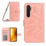 For Xiaomi Redmi Mi Note 10 Lite Skin Feel Sun Flower Pattern Flip Leather Phone Case with Lanyard(Pink)