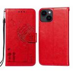 For iPhone 14 / 13 Dandelion Embossing Flip Leather Phone Case(Red)