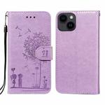 For iPhone 14 / 13 Dandelion Embossing Flip Leather Phone Case(Purple)