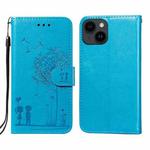 For iPhone 14 / 13 Dandelion Embossing Flip Leather Phone Case(Blue)