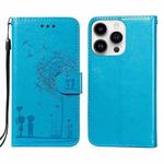 For iPhone 14 Pro Dandelion Embossing Flip Leather Phone Case(Blue)