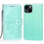 For iPhone 14 / 13 Totems Embossing Flip Leather Phone Case(Green)