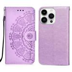 For iPhone 14 Pro Totems Embossing Flip Leather Phone Case(Purple)