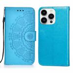 For iPhone 14 Pro Max Totems Embossing Flip Leather Phone Case(Blue)