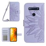For TCL 10 SE Skin Feel Sun Flower Pattern Flip Leather Phone Case with Lanyard(Purple)