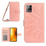 For T-Mobile Revvl 6 Pro 5G Skin Feel Sun Flower Pattern Flip Leather Phone Case with Lanyard(Pink)