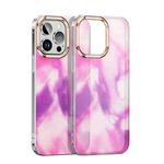 For iPhone 13 Watercolor Series Glitter Transparent Phone Case(Pink Purple)
