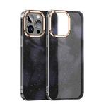 For iPhone 13 Pro Max Watercolor Series Glitter Transparent Phone Case(Black)