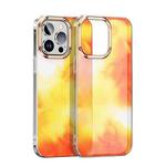 For iPhone 12 Watercolor Series Glitter Transparent Phone Case(Orange Yellow)