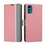 For Motorola Moto E32 India/E22s 4G Global Twill Texture Side Buckle Leather Phone Case(Pink)