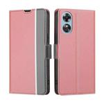 For OPPO A17 Twill Texture Side Buckle Leather Phone Case(Pink)