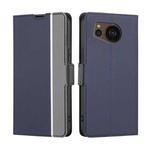 For Sharp Aquos sense7 Plus Twill Texture Side Buckle Leather Phone Case(Blue)