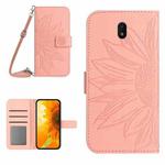 For Nokia C01 Plus Skin Feel Sun Flower Pattern Flip Leather Phone Case with Lanyard(Pink)