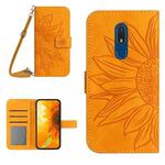 For Nokia C3 Skin Feel Sun Flower Pattern Flip Leather Phone Case with Lanyard(Yellow)