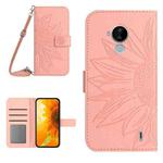 For Nokia C30 Skin Feel Sun Flower Pattern Flip Leather Phone Case with Lanyard(Pink)