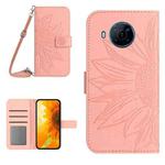 For Nokia X20 Skin Feel Sun Flower Pattern Flip Leather Phone Case with Lanyard(Pink)
