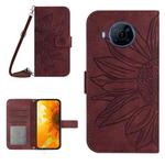 For Nokia X20 Skin Feel Sun Flower Pattern Flip Leather Phone Case with Lanyard(Wine Red)